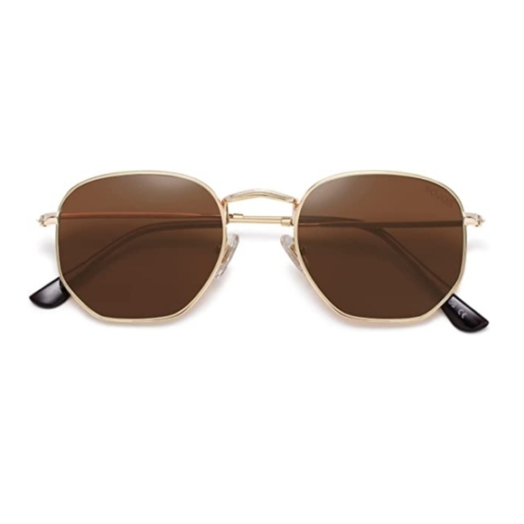 💫Brown Hexagonal Polarized Sunglasses for Men and Women - Picture 2 of 4